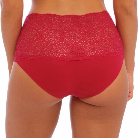 Backview of Fantasie Lace Ease Briefs in red FL2330