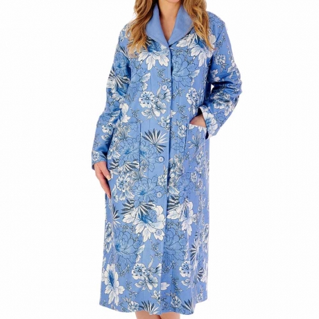 Floral Print Luxury Bamboo Button Through 46 inch Housecoat