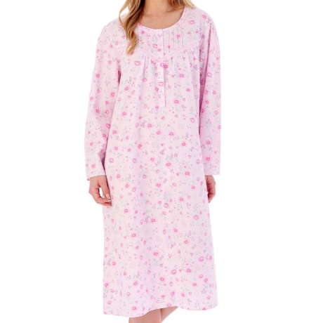Spring Flowers Long Sleeve Cotton 45 inch Nightdress