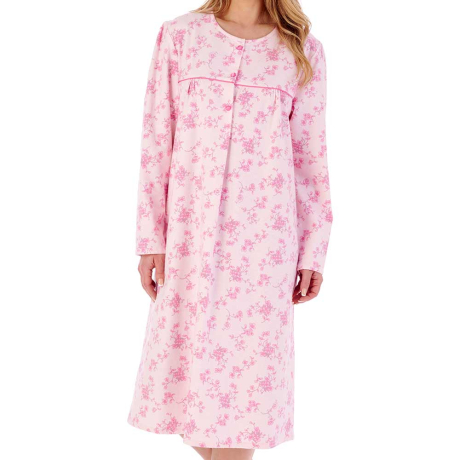 Floral Brushed Cotton Long Sleeve 43 inch Nightdress