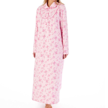 Floral Brushed Cotton Longer Length Collar 51 inch Nightdress
