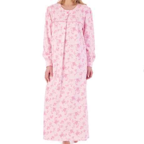 Floral Brushed Cotton Longer Length Round Neck 51 inch Nightdress