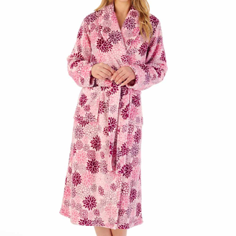 Bold Floral Flannel Fleece Wrap 46 inch Housecoat
