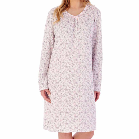 Sketch Floral Long Sleeve Cotton 38 inch Nightdress