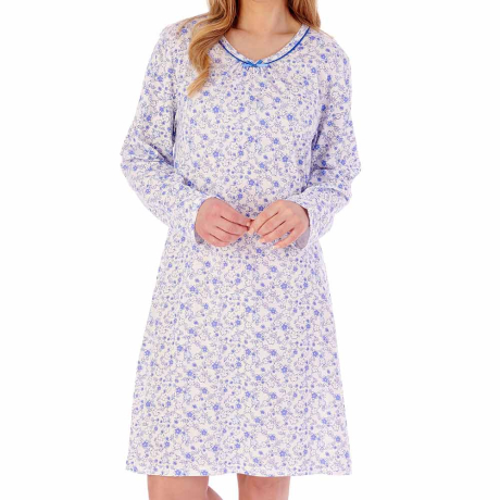 Sketch Floral Long Sleeve Cotton 38 inch Nightdress