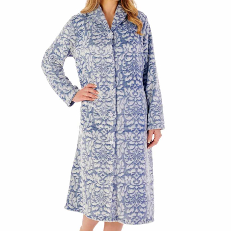 Brocade Long Sleeve Button Opening 46 inch Housecoat
