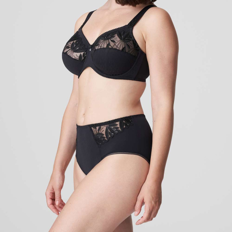 Sideview of PrimaDonna Orlando Bra and Briefs in charcoal 0163150 and 0563151