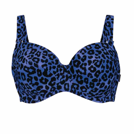 Cacique Plunnge Blue Floral Print T-shirt Bra Women's Size 38F Underwired