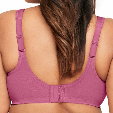Backview of Glamorise Magic Lift Natural Shape Soft Cup Bra in red violet 1010G
