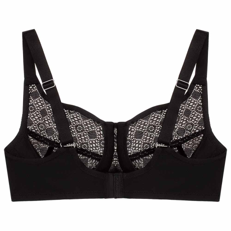 Glamorise Wonderwire Underwired Lace Comfort Bra in black 9855