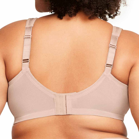 Backview of Glamorise Magic Lift Control Soft Cup Bra in cafe heather 1064
