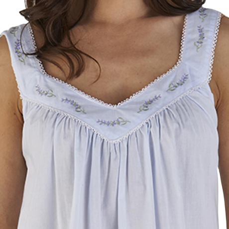 Close up of Slenderella Nightdress in blue ND04251