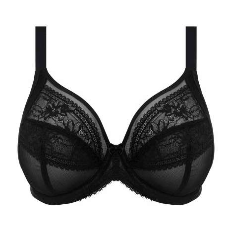 Camio Mio Lace Unlined Side Support Bra 38DDD, Black On Black at   Women's Clothing store