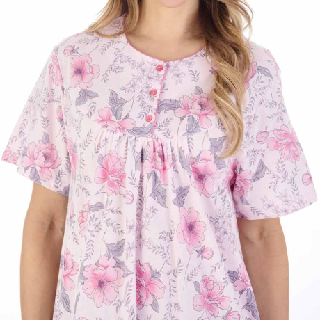 Close up of Slenderella Nightdress in pink ND04105