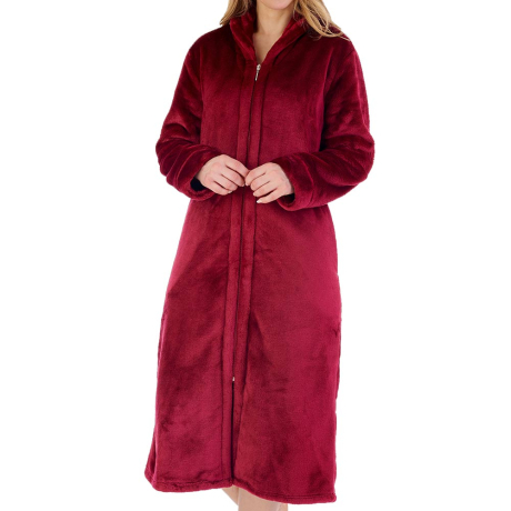 Flannel Fleece Zip Through Warm Housecoat