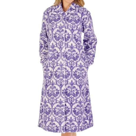 Waffle Buttoned Front 46 Inch Housecoat