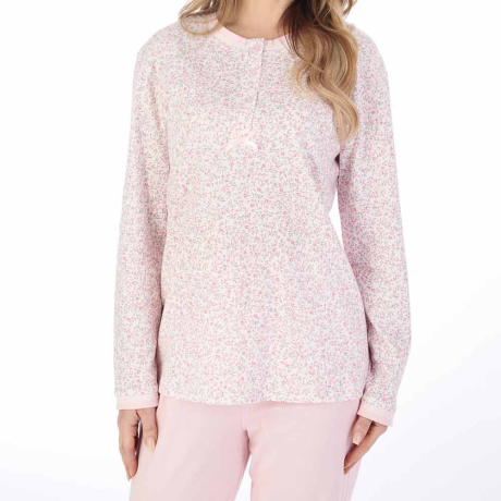 Close up of Slenderella Pyjamas in pink PJ04128