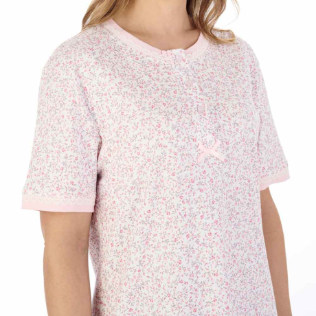 Close up of Slenderella Nightdress in pink ND04125