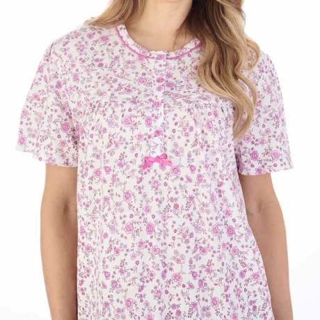 Close up of Slenderella Nightdress in pink ND04101