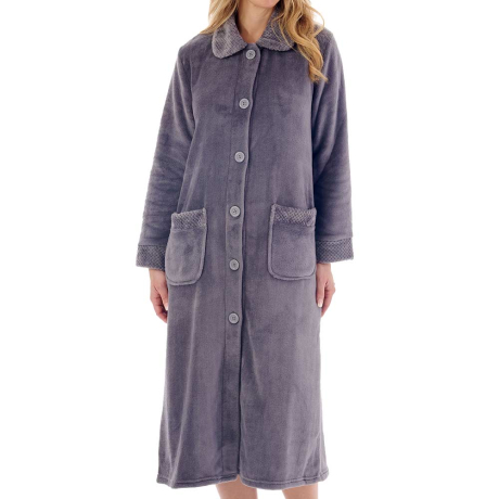 Slenderella Cosy Fluffy Housecoat in grey HC4301