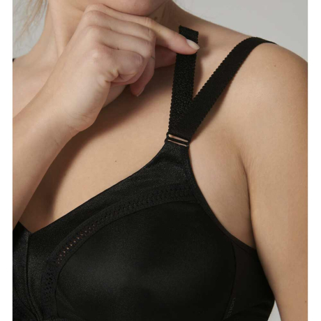 Close up of Triumph Tri-Action Workout Bra in black WO