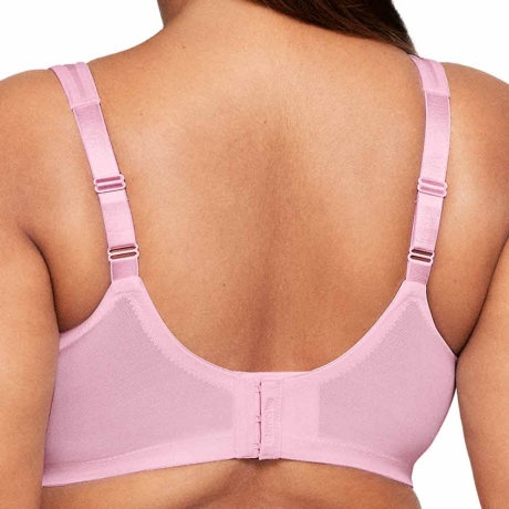 Backview of Glamorise Magic Lift Control Soft Cup Bra in pink heather 1064