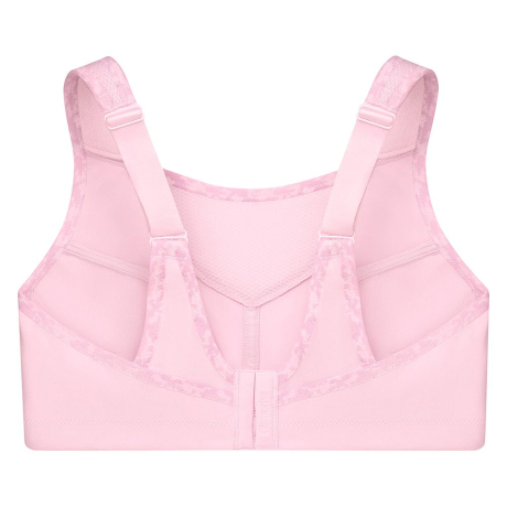 Backview of Glamorise No Bounce Cami Sports Bra in light pink 1066