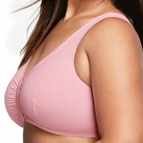 Sideview of Glamorise Complete Comfort Front Fastening Bra in pink blush 1908