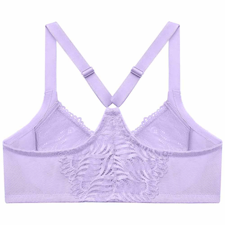 Backview of Glamorise Wonderwire Bra in soft lilac 1246