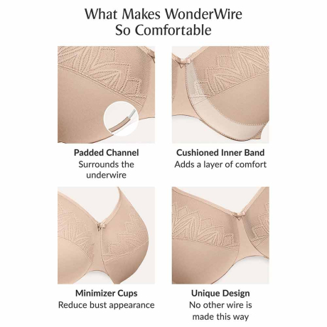 Features of Glamorise Wonderwire Bra 9003 in cafe