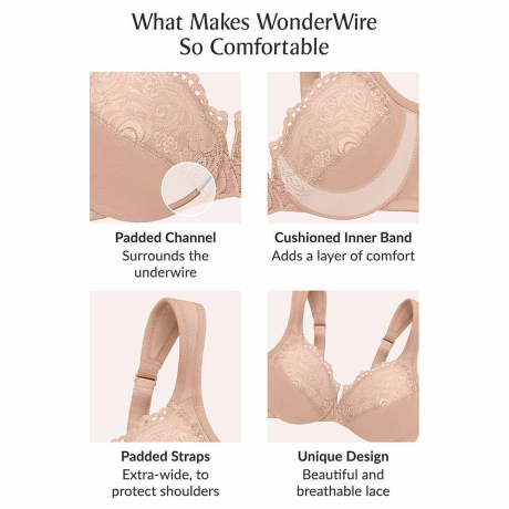 Features of Glamorise Wonderwire Bra in cafe 1240