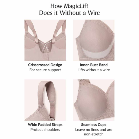 Features of Glamorise Magic Lift Bra in taupe 1080