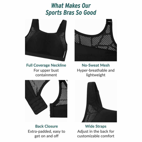Features of Glamorise Sports Bra in black 1068