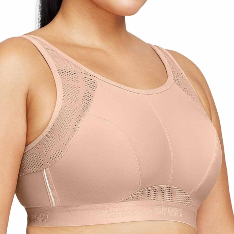 Sideview of Glamorise Sports Bra in cafe 1068