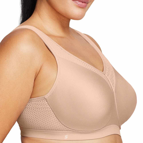 Sideview of Glamorise Sports Bra in cafe 9066