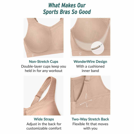 Features of Glamorise Sports Bra in cafe 9066