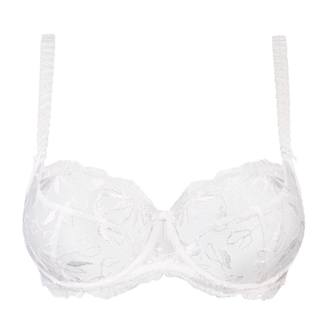 Buy Women Strapless Bra with Clear Strap and Invisible Back Wide Band Demi Push  up Padded Underwire Multiway Convertible Non Slip, White, 40E at