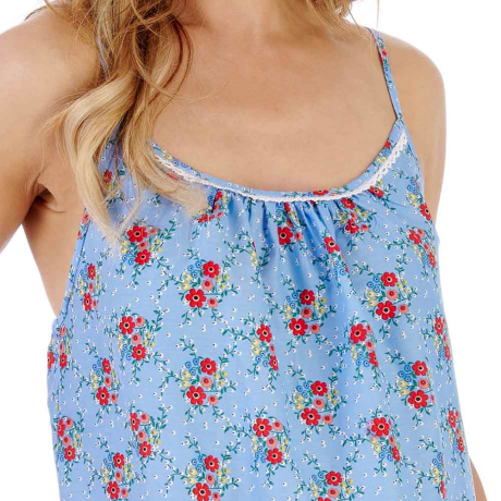 Close up of Slenderella Nightdress in blue ND05225