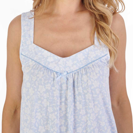 Close up of Slenderella Nightdress in blue ND05102