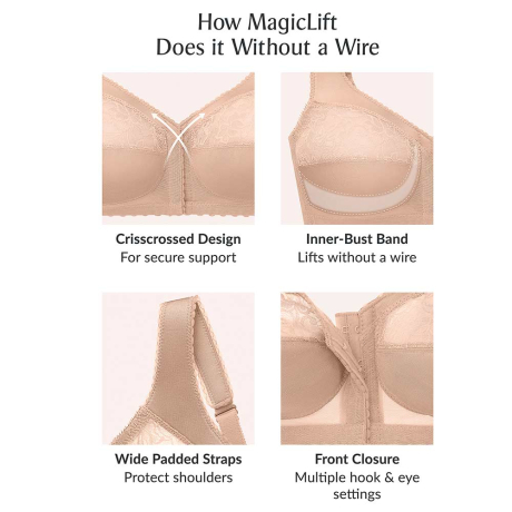 Features of Glamorise Soft Cup Front Fastening Bra in skintone 1200