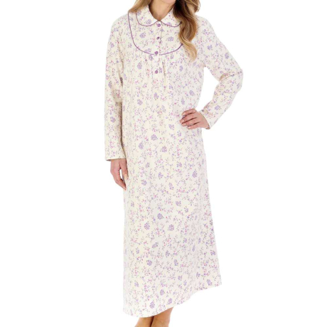 Long Sleeve Luxury Flannel Longer Length Woven Nightdress