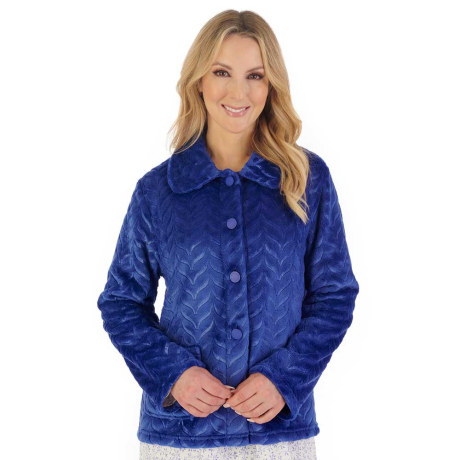 Slenderella Herringbone Bedjacket in Blue BJ06315