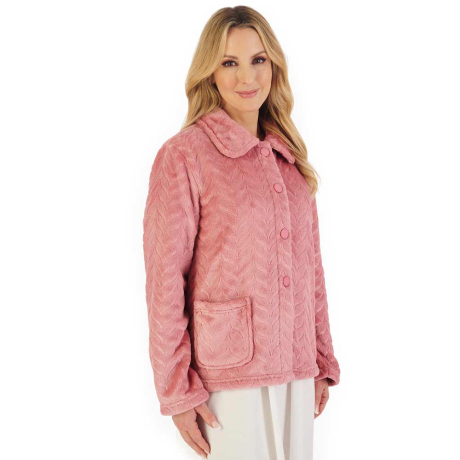 Slenderella Herringbone Bedjacket in Pink BJ06315