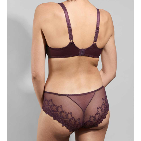 Backview of Empreinte Louise Bra and Briefs in cassis 08184 and 02184