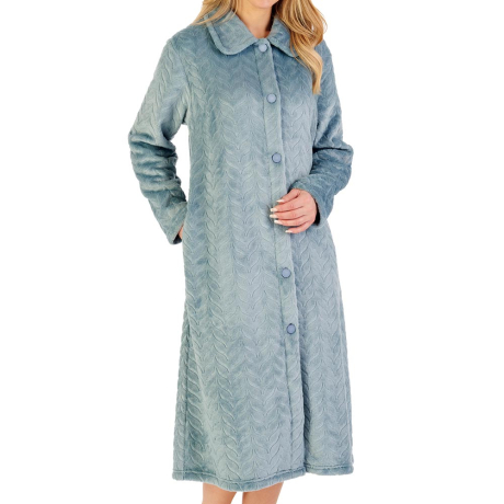 Slenderella Herringbone Housecoat in Green HC06316