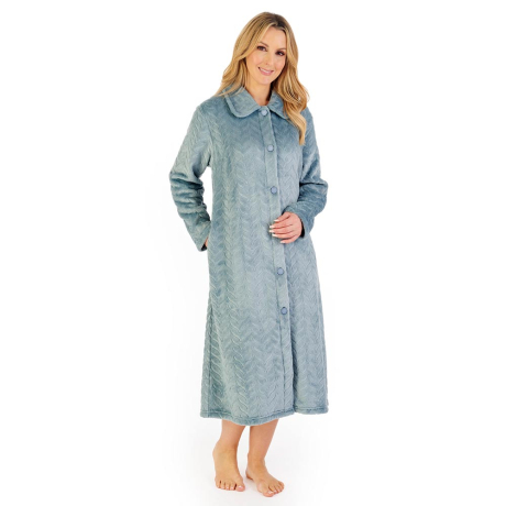 Slenderella Herringbone Housecoat in Green HC06316