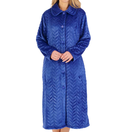 Slenderella Herringbone Housecoat in Blue HC06316