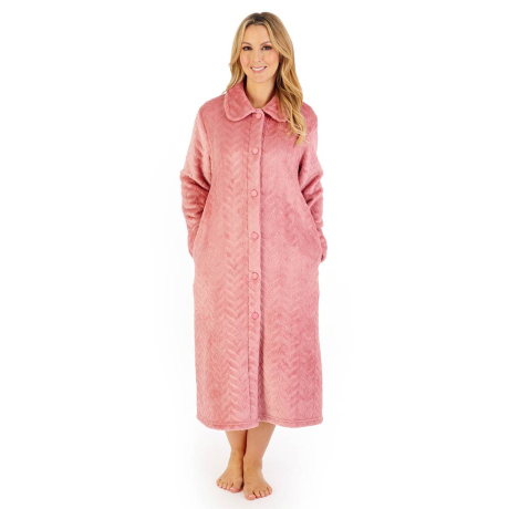 Slenderella Herringbone Housecoat in Pink HC06316