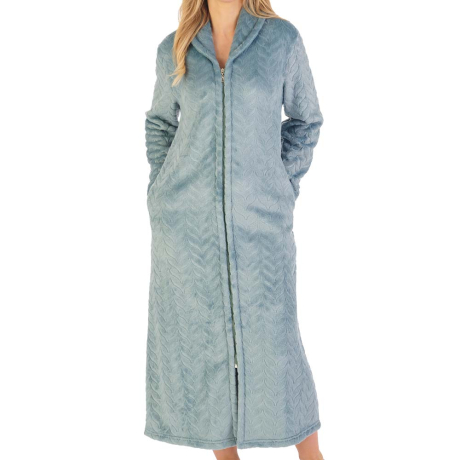 Slenderella Herringbone Housecoat in Green HC06317