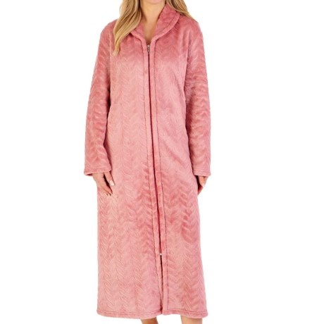 Slenderella Herringbone Housecoat in Pink HC06317
